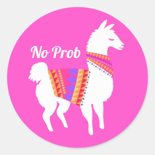 Geen Prob Llama Schattigee Partij Ronde Sticker (Voorkant)
