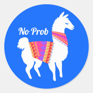 Geen Prob Llama Schattigee Partij Ronde Sticker