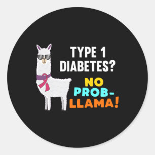 Geen Prob-Llama T1d Type 1 Diabetes Warrior Awaren Ronde Sticker