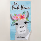 Geen Prob-Llama Tropical Floral Grey Llama Schatti Strandlaken (Voorkant)