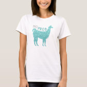 Geen prob Llama Turquoise glitter Sparkles T-shirt (Voorkant)