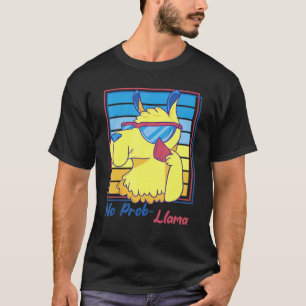 Geen Prob Llama Zonnebril Alpaca Retro voor Dier T-shirt