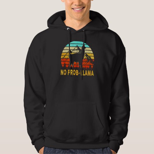 Geen probleem Geen probleem Llama Alpaca Retro  St Hoodie (Voorkant)