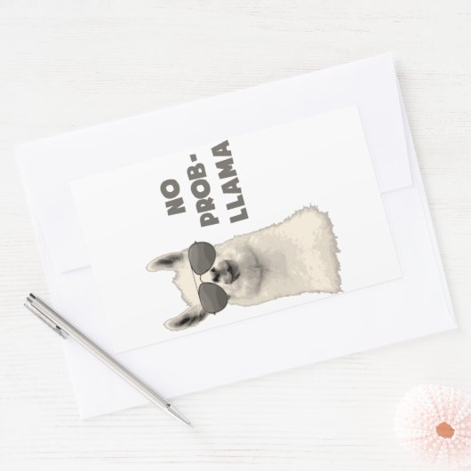 Geen probleem Llama Rechthoekige Sticker (Envelop)
