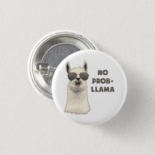 Geen probleem Llama Ronde Button 3,2 Cm (Voorkant /achterkant)