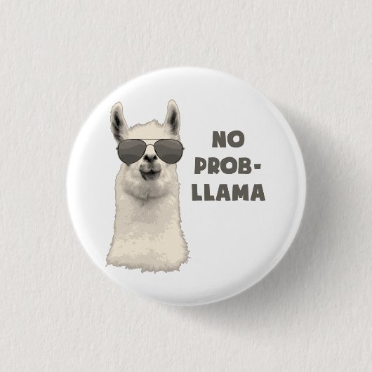 Geen probleem Llama Ronde Button 3,2 Cm (Voorkant)