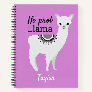 Geen ProbLlama gepersonaliseerd Cute Llama Paars Notitieboek