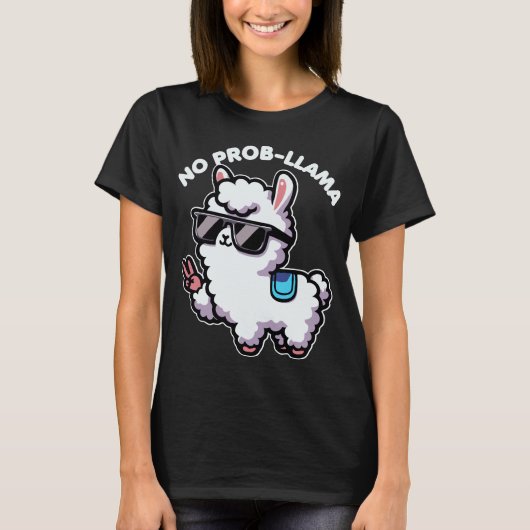 Geen Probllama Grappige Llama Lover Pun T-shirt (Voorkant)