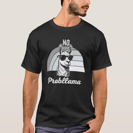 Geen Probllama Grappige Llama Zonnebril Grap T-shirt (Voorkant)