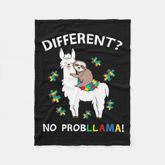 Geen Probllama Llama Sloth Puzzle Cool Autism Awar Fleece Deken (Voorkant)