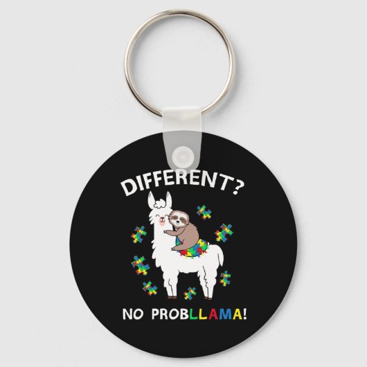 Geen Probllama Llama Sloth Puzzle Cool Autism Awar Sleutelhanger (Voorkant)