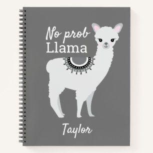 Geen ProbLlama Persoonlijk Cute Llama Gray Notitieboek
