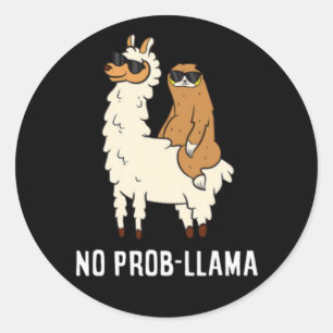 Geen Probllama Schattige Geen Prob Llama 209 V-hal Ronde Sticker