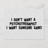 Geen Psychos. Briefkaart (Voorkant)