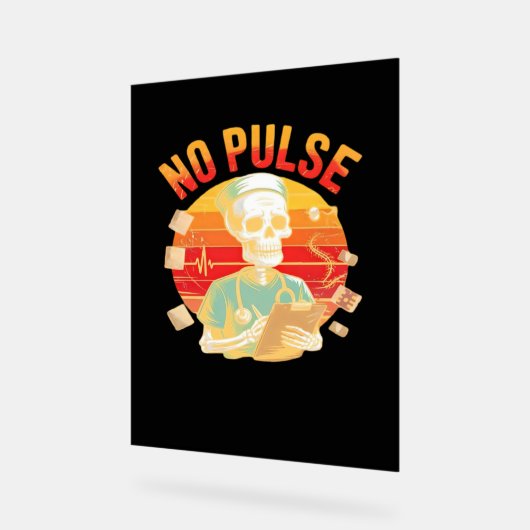 Geen Pulse Skeleton Nurse Grappig Medisch Hallowee Acryl Bord (Hoek)