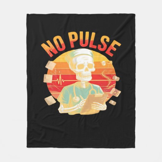 Geen Pulse Skeleton Nurse Grappig Medisch Hallowee Fleece Deken (Voorkant)