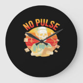 Geen Pulse Skeleton Nurse Grappig Medisch Hallowee Grote Klok (Voorkant)