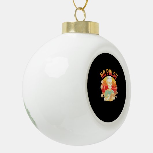Geen Pulse Skeleton Nurse Grappig Medisch Hallowee Keramische Bal Ornament (Links)