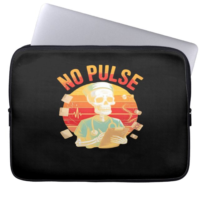 Geen Pulse Skeleton Nurse Grappig Medisch Hallowee Laptop Sleeve (Voorkant)