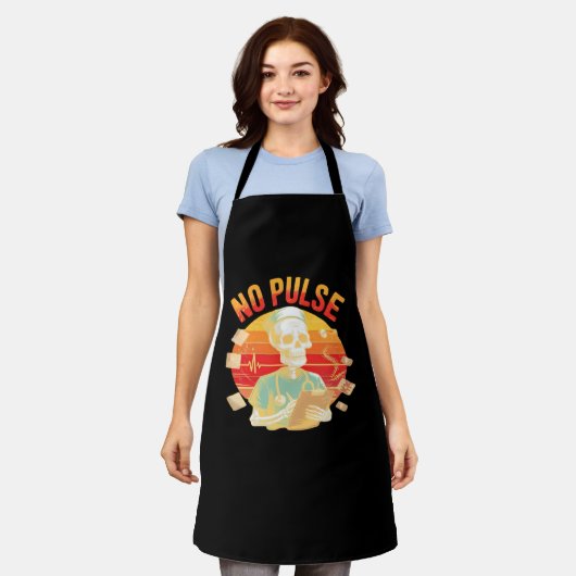 Geen Pulse Skeleton Nurse Grappig Medisch Hallowee Schort (Gedragen)