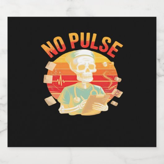 Geen Pulse Skeleton Nurse Grappig Medisch Hallowee Sparkling Wijnetiket (Enkel label)