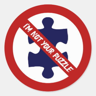 Geen puzzel, geen puzzelstukken, Autisme bewustzij Ronde Sticker