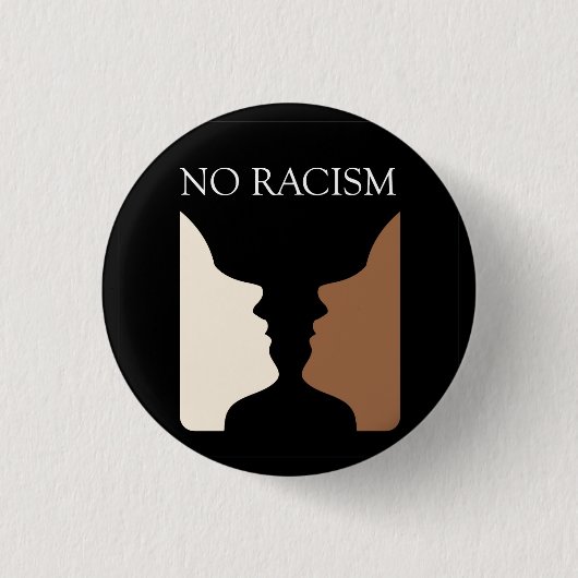 Geen racisme met rubines vase ronde button 3,2 cm (Voorkant)