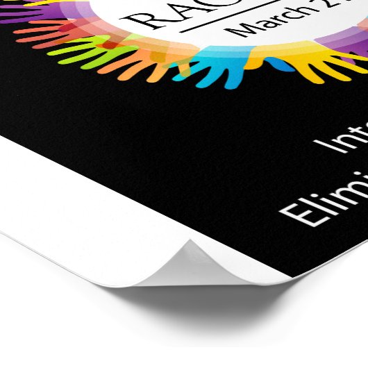 Geen racistische afbeelding met kleurrijke handen poster (Hoek)