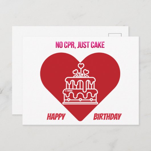 Geen reanimatie, gewoon cake- verpleegster met zwa briefkaart (Voorkant / Achterkant)