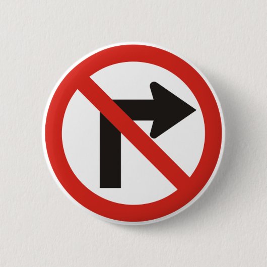 Geen rechtdraaien ronde button 5,7 cm (Voorkant)