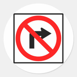 Geen rechterbocht ronde sticker