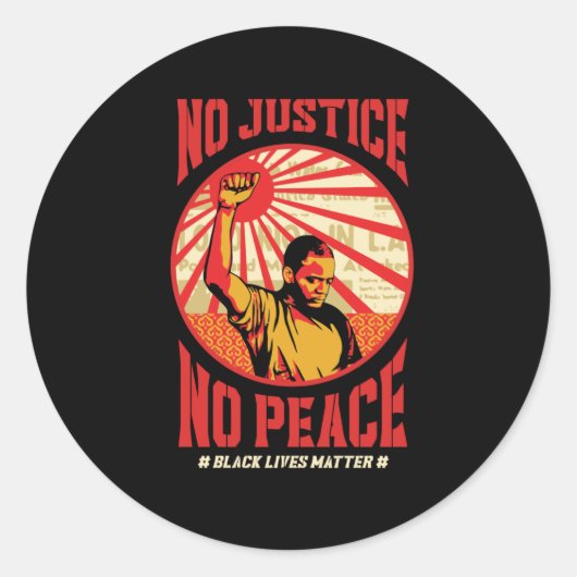 geen rechtvaardigheid geen vrede ronde sticker (Voorkant)