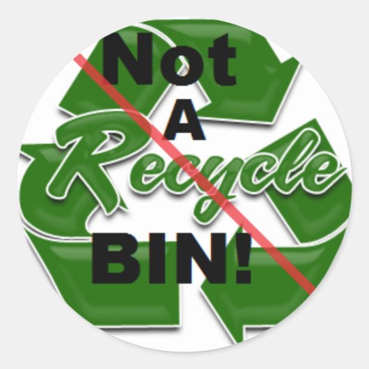 Geen Recyclen bak! Ronde Sticker (Voorkant)