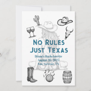 Geen regels Alleen Texas Bachelorette Party Uitnod Kaart