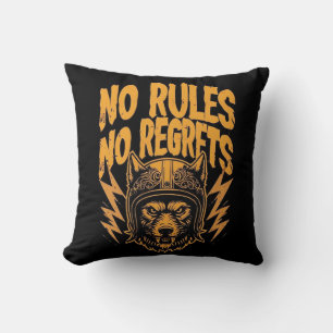 Geen regels Geen spijt - Wolf Biker Graphic Kussen