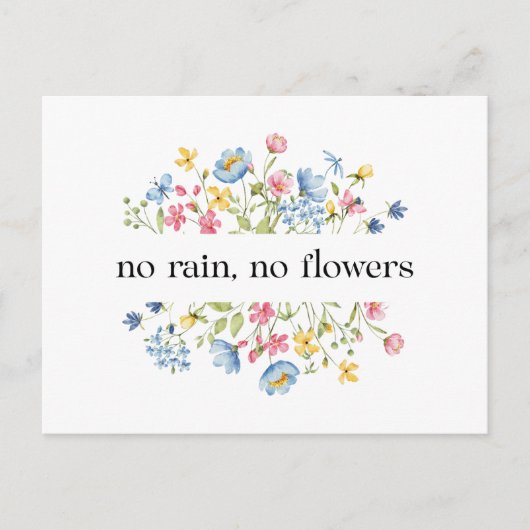 Geen regen, geen bloemen | briefkaart (Voorkant)