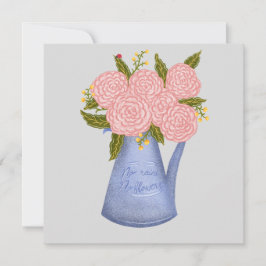 Geen regen geen bloemen gieter met bloemen feestdagenkaart