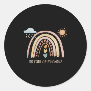 Geen regen Geen regenboog Boho stijl Inspirerend Q Ronde Sticker