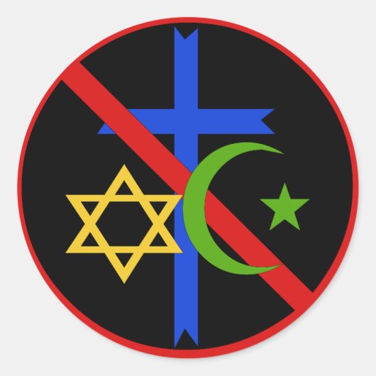 Geen religie ronde sticker (Voorkant)