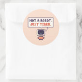 Geen robot. Gewoon moe. Grappige AI Pixel Sticker (Tas)