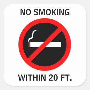 GEEN ROKEN BINNEN 20 FT. VIERKANTE STICKER