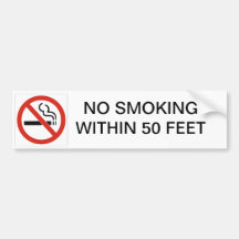 GEEN ROKEN BINNEN DE BUMPERSTICKER VAN 50 FEET CAR