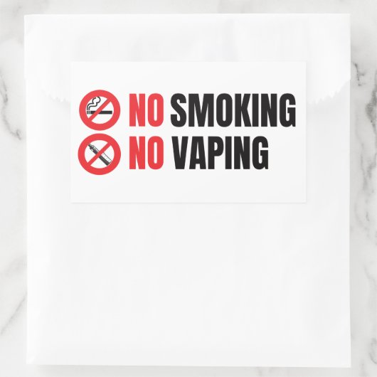 Geen roken geen dop rechthoekige sticker (Tas)