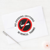 GEEN ROKEN IN HET VOERTUIG. BEDANKT RONDE STICKER (Envelop)