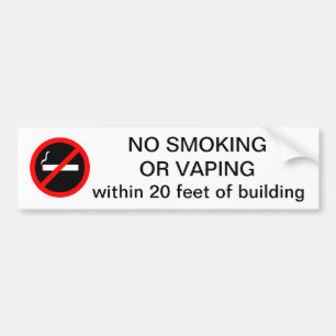 GEEN ROKEN OF VAPEN binnen 20 voet van het gebouw Bumpersticker