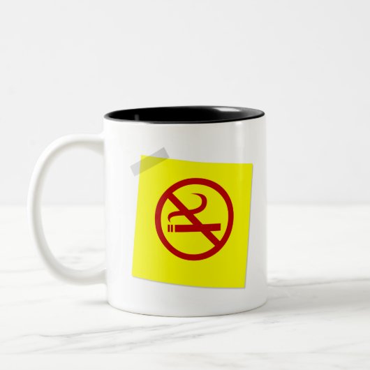 Geen roken tweekleurige koffiemok (Links)