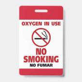 Geen roken - Zuurstof in gebruik - geen Fumar Badge (Achterkant)
