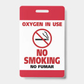 Geen roken - Zuurstof in gebruik - geen Fumar Badge (Voorzijde)