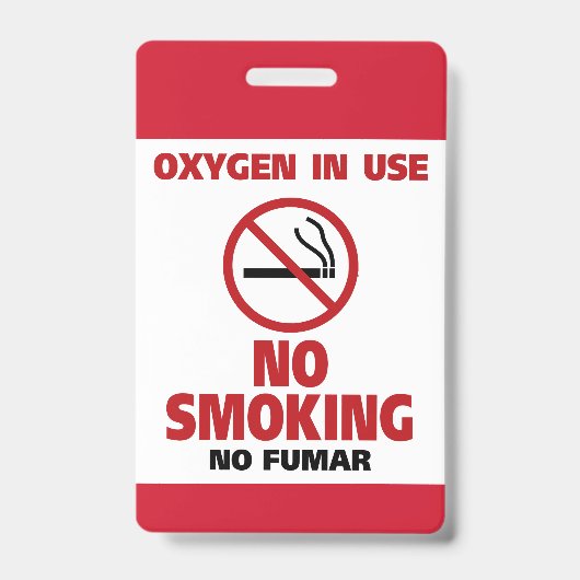 Geen roken - Zuurstof in gebruik - geen Fumar Badge (Voorzijde)