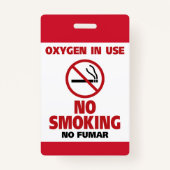 Geen roken - Zuurstof in gebruik - geen Fumar Badge (Voorkant)